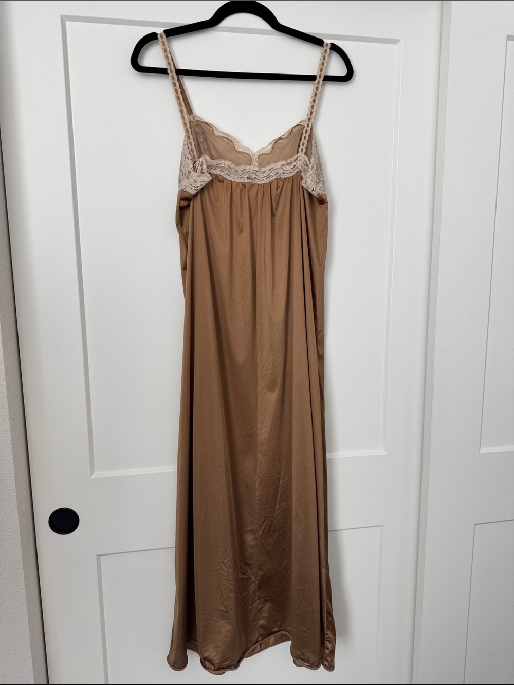 Women's Lace Trim Slip Nightgown - Cream & Tan - Picture 3 of 10